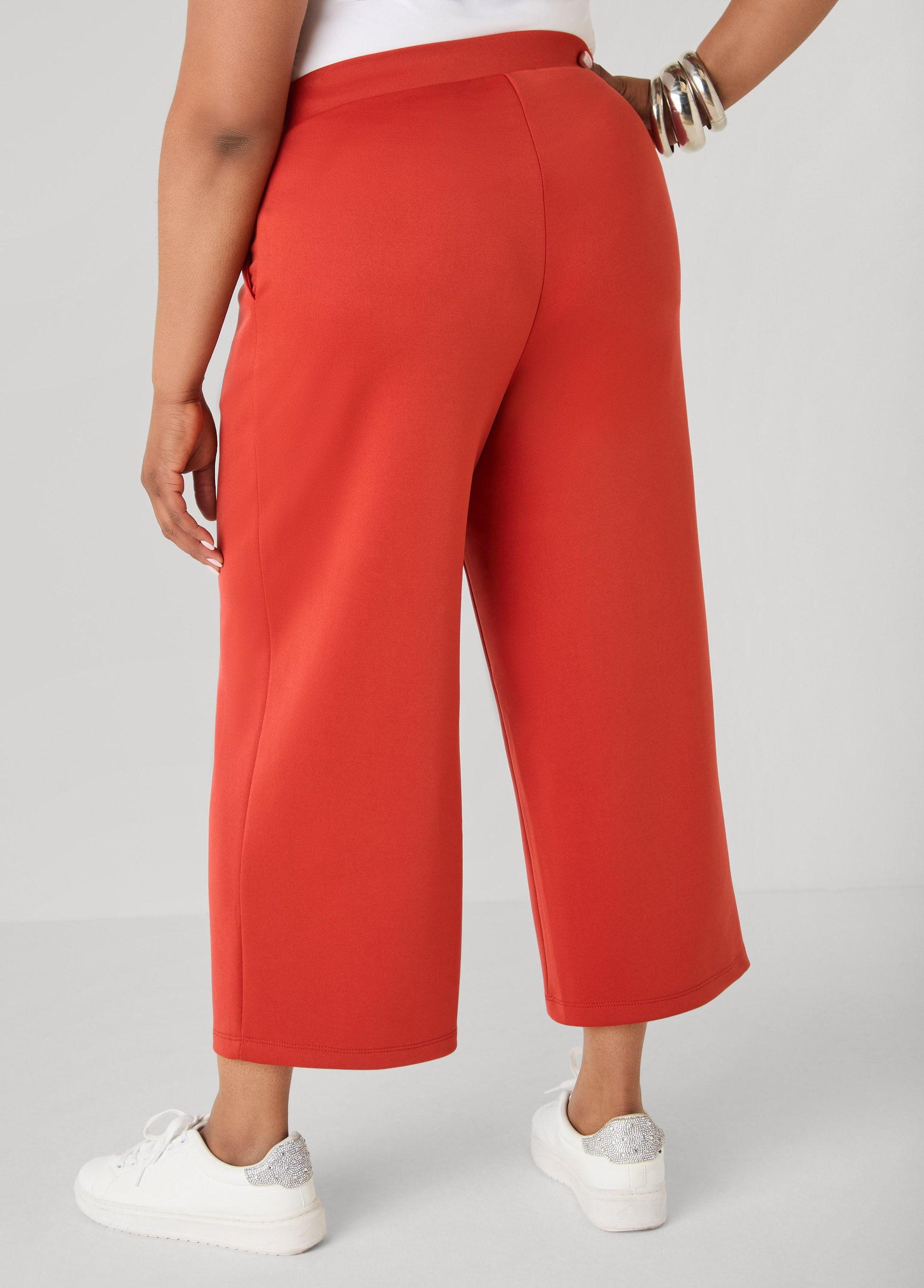Ashley Stewart Athletic Knit Cropped Pants Rust