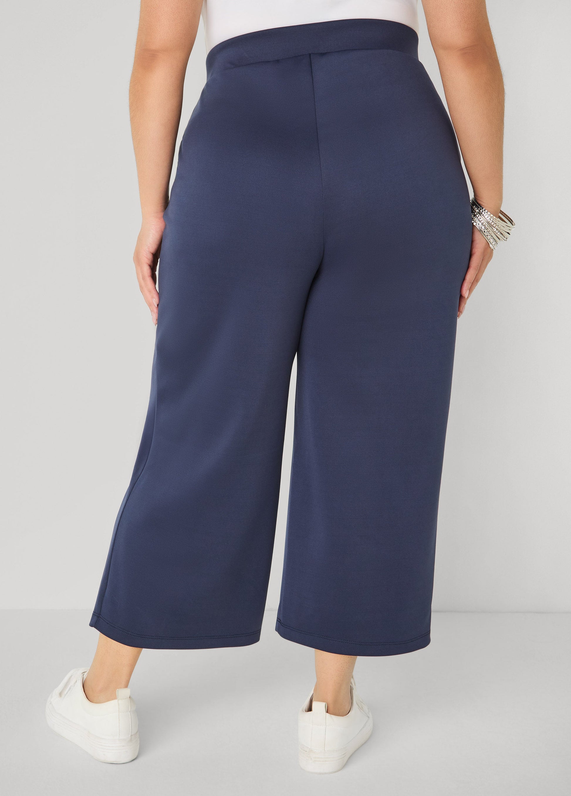 Ashley Stewart Cropped Athletic Knit Pants Navy