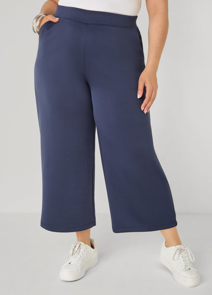 Ashley Stewart Cropped Athletic Knit Pants Navy