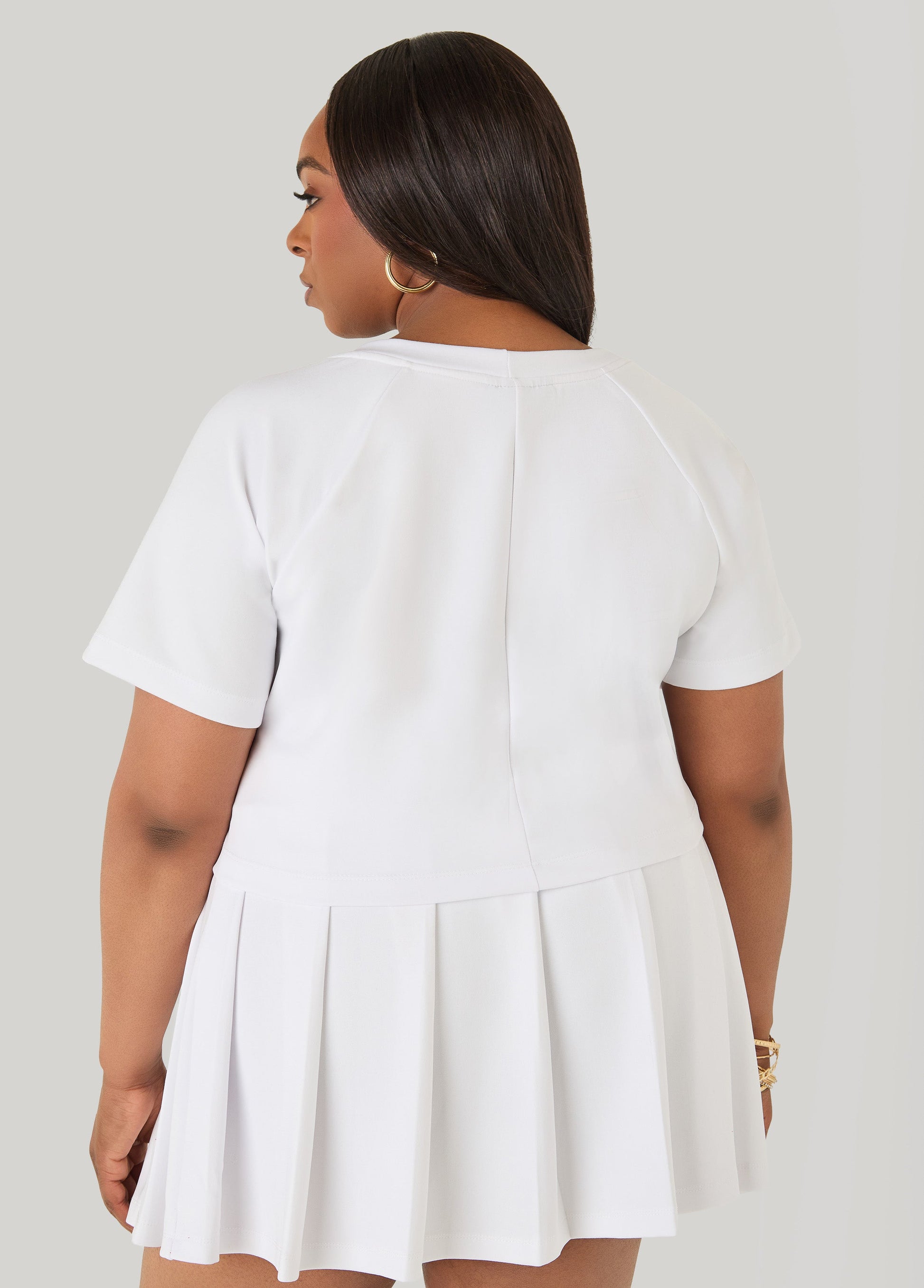 Ashley Stewart Cropped Athletic Knit Tee Coral