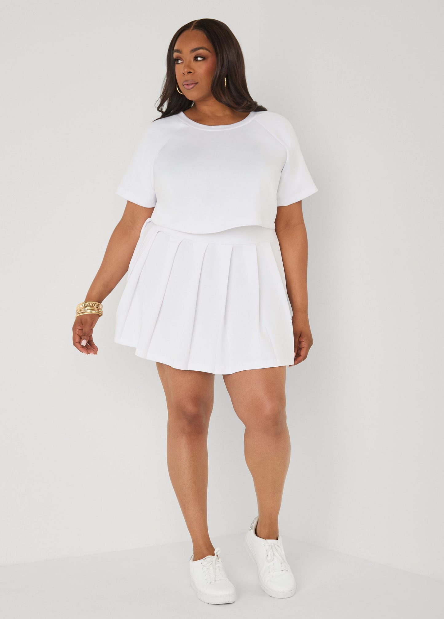 Ashley Stewart Cropped Athletic Knit Tee Coral