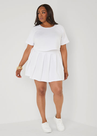 Ashley Stewart Cropped Athletic Knit Tee Coral