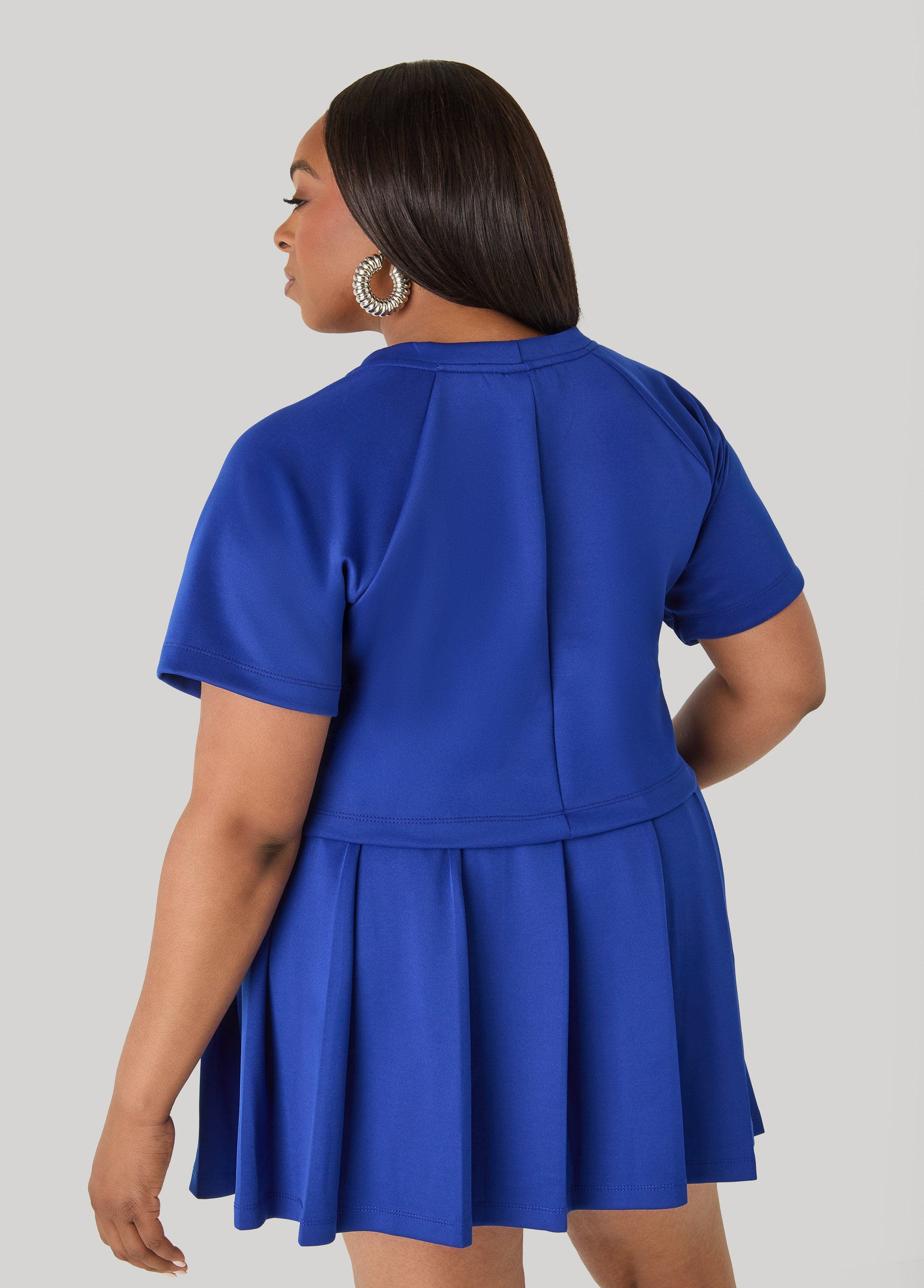 Ashley Stewart Athletic Knit Cropped Tee Royal Blue