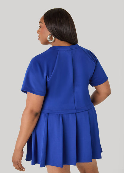 Ashley Stewart Athletic Knit Cropped Tee Royal Blue