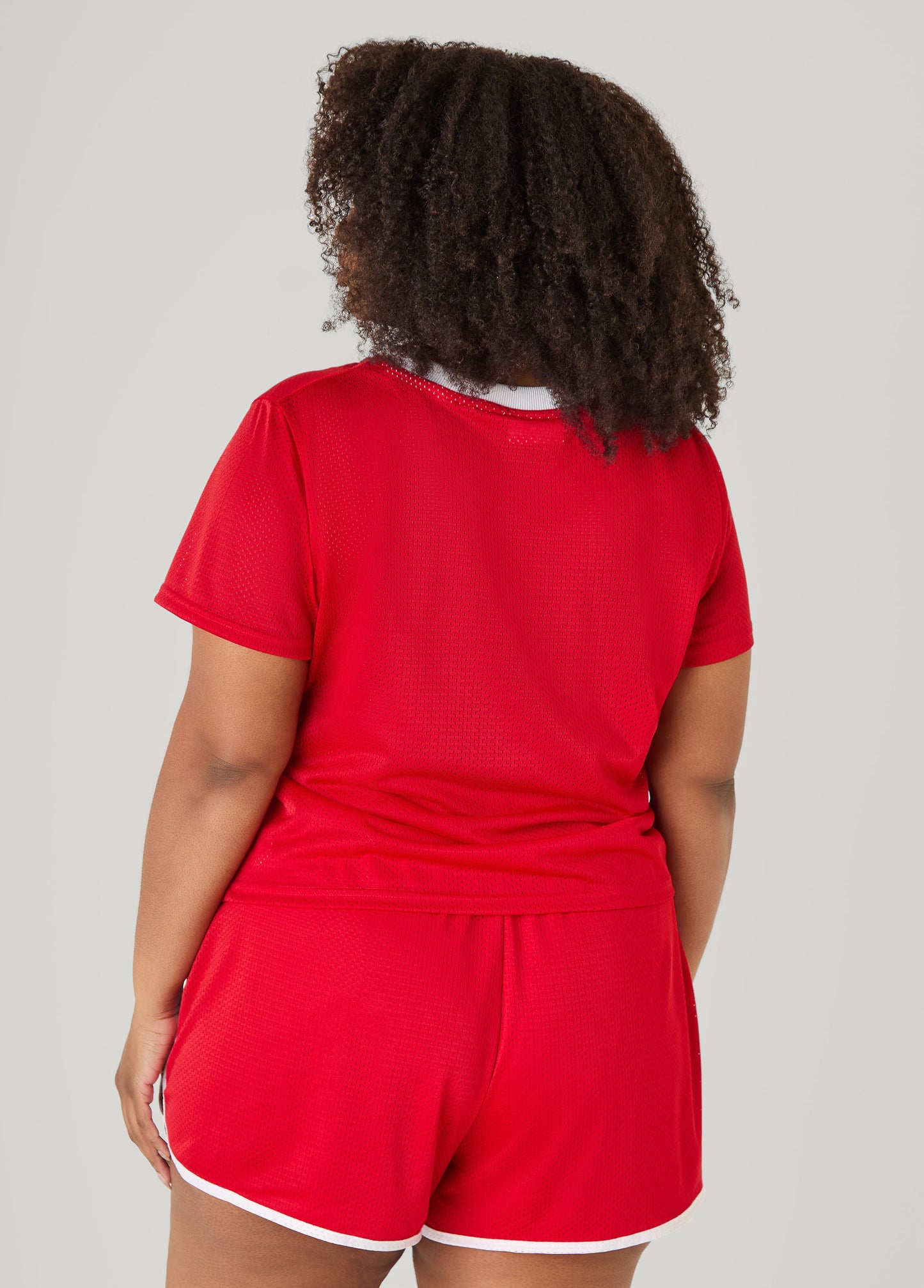 Ashley Stewart Graphic Print Mesh Jersey Tee Red