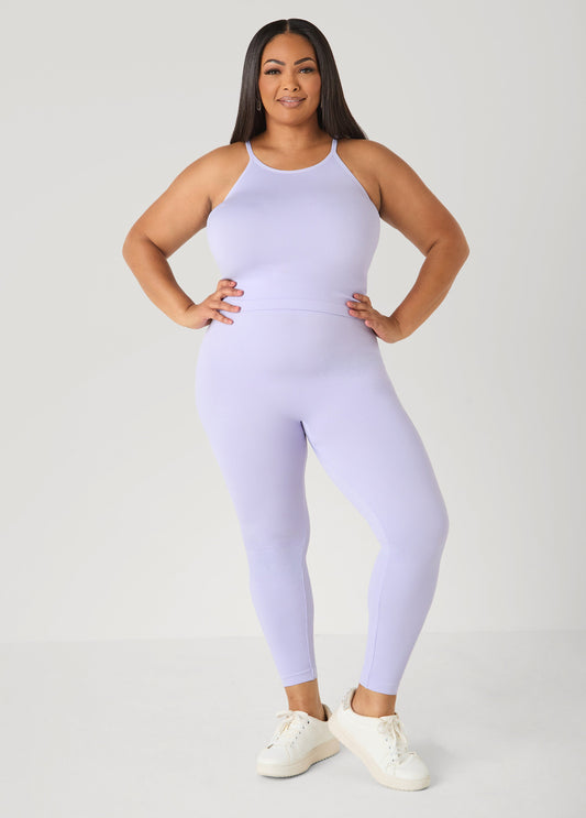Ashley Stewart Ribbed Tank And Leggings Set Lavender