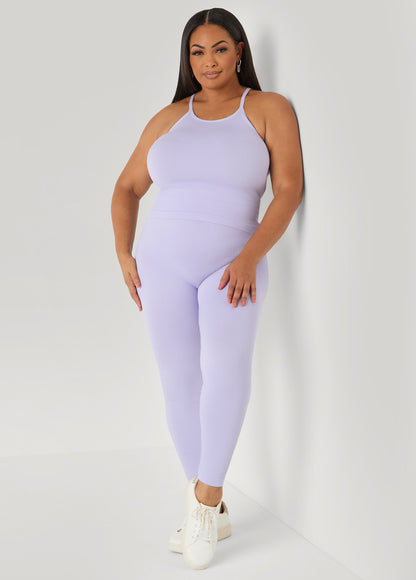 Ashley Stewart Ribbed Tank And Leggings Set Lavender