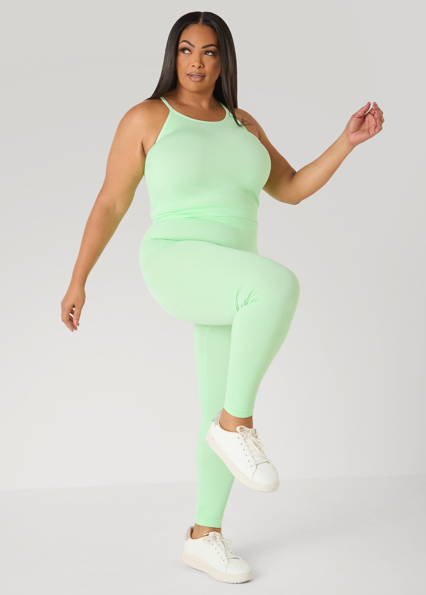 Ashley Stewart Ribbed Tank And Leggings Set Lavender