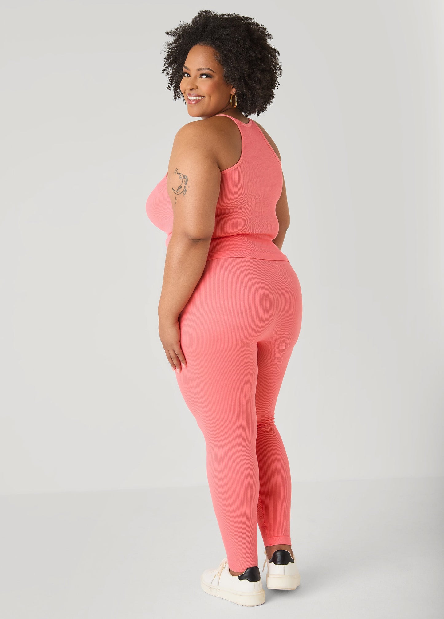 Ashley Stewart Ribbed Tank And Leggings Set Lavender