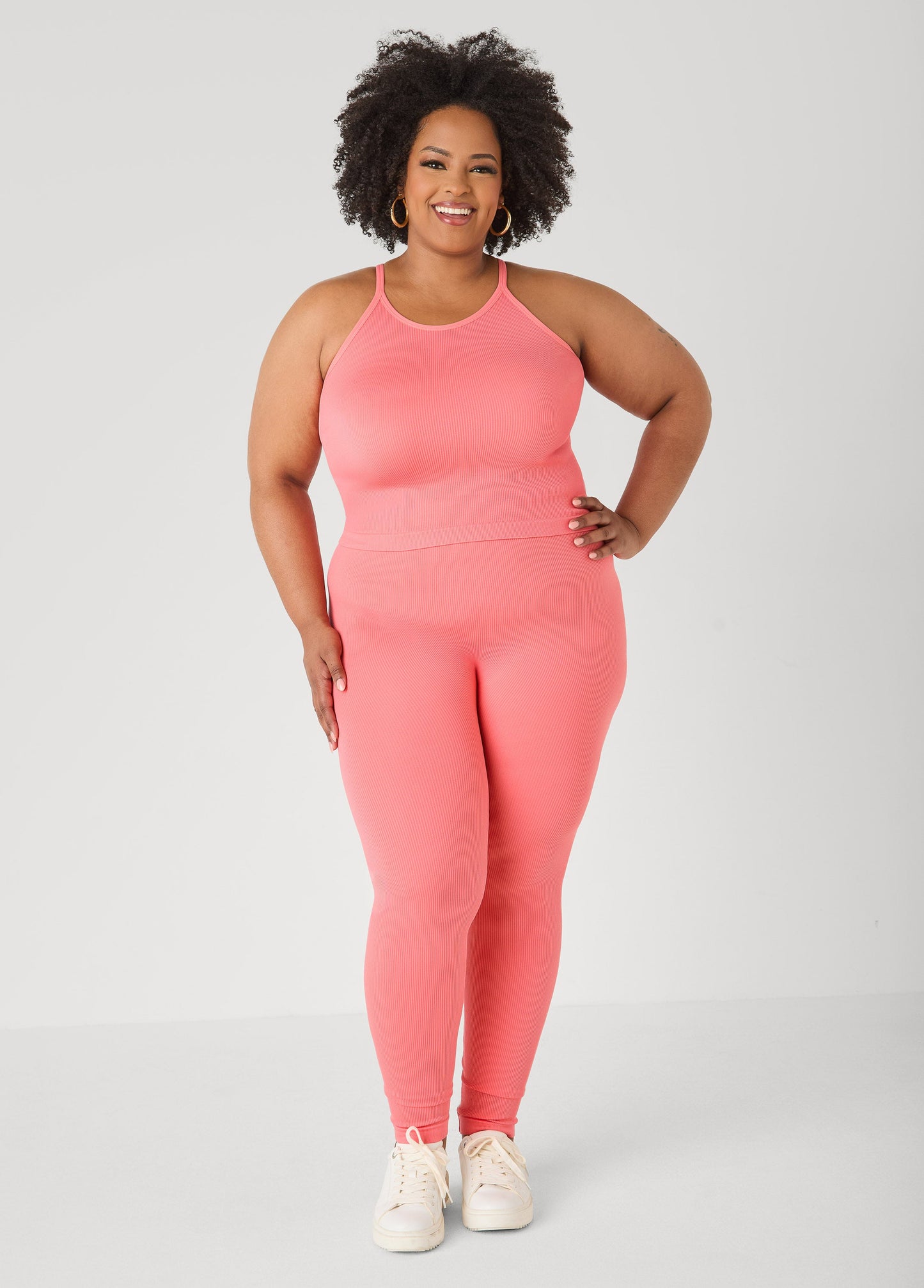 Ashley Stewart Ribbed Tank And Leggings Set Lavender