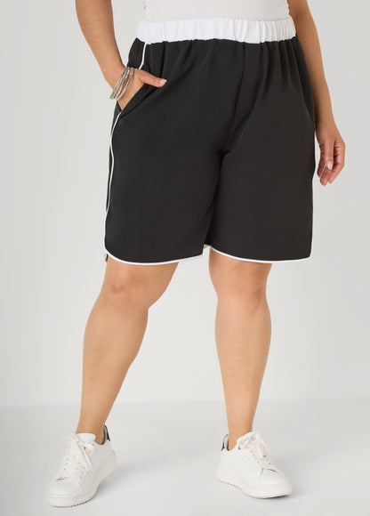 Ashley Stewart Piped Bermuda Shorts Dark Green