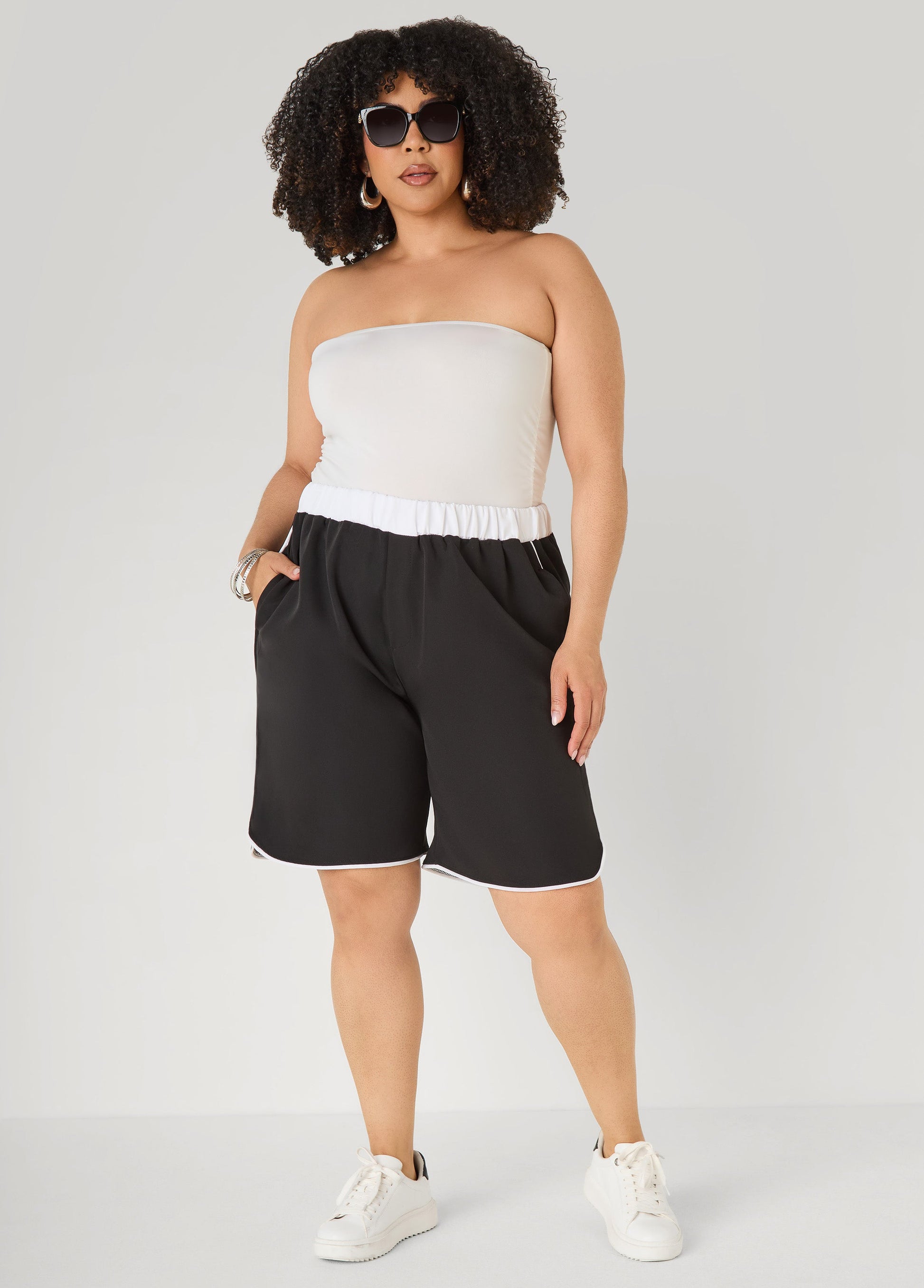 Ashley Stewart Piped Bermuda Shorts Dark Green
