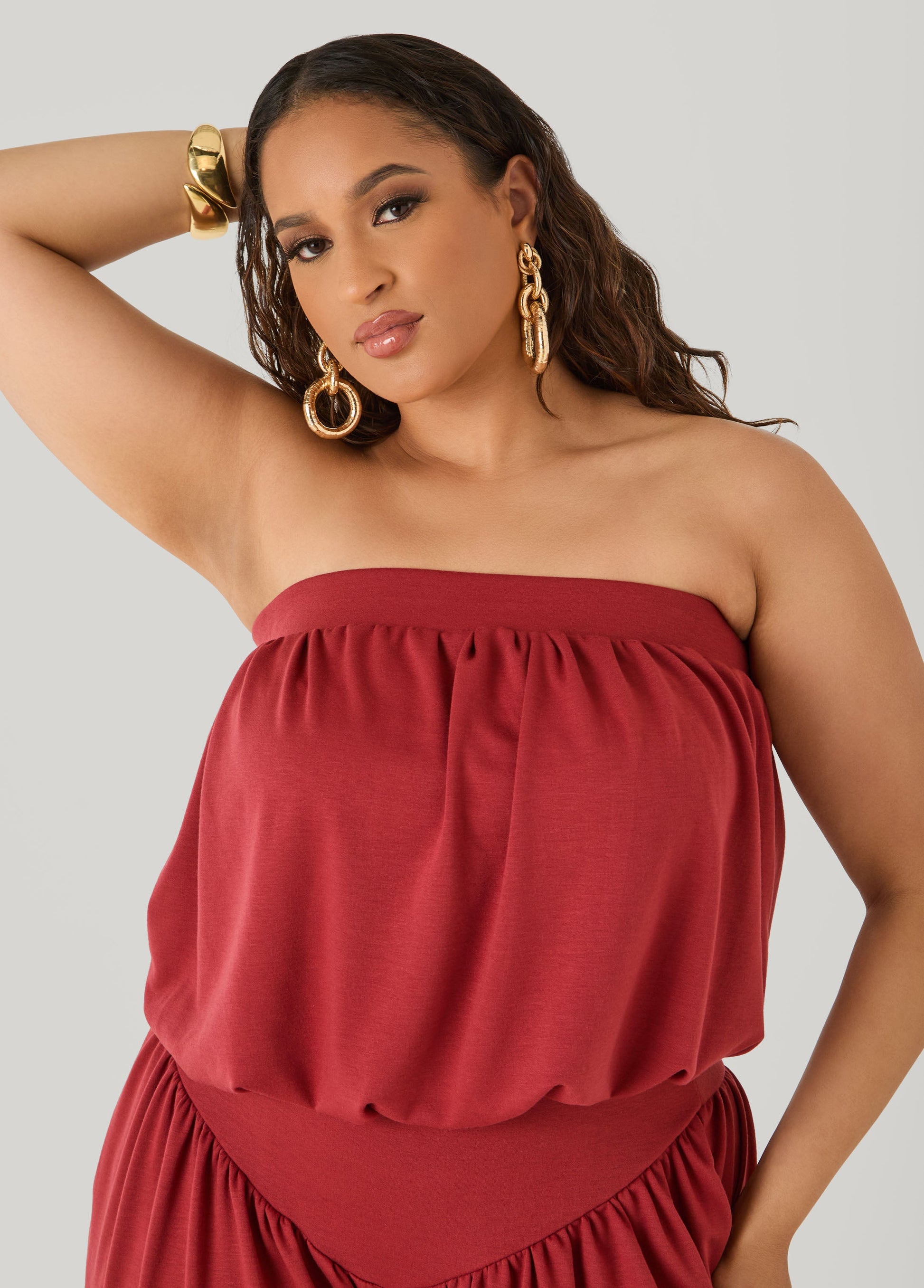 Ashley Stewart Bubble Tube Top Rust