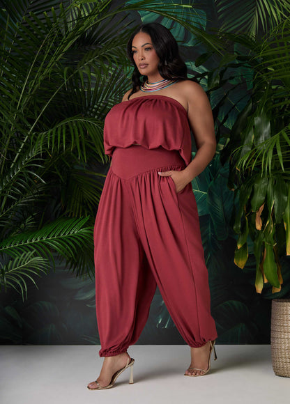 Ashley Stewart High Waist Balloon Pants Rust