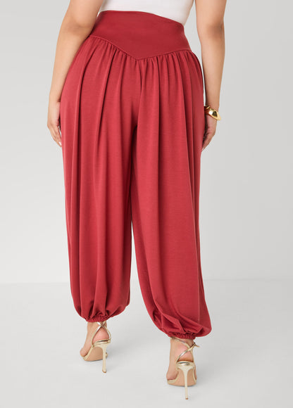 Ashley Stewart High Waist Balloon Pants Rust