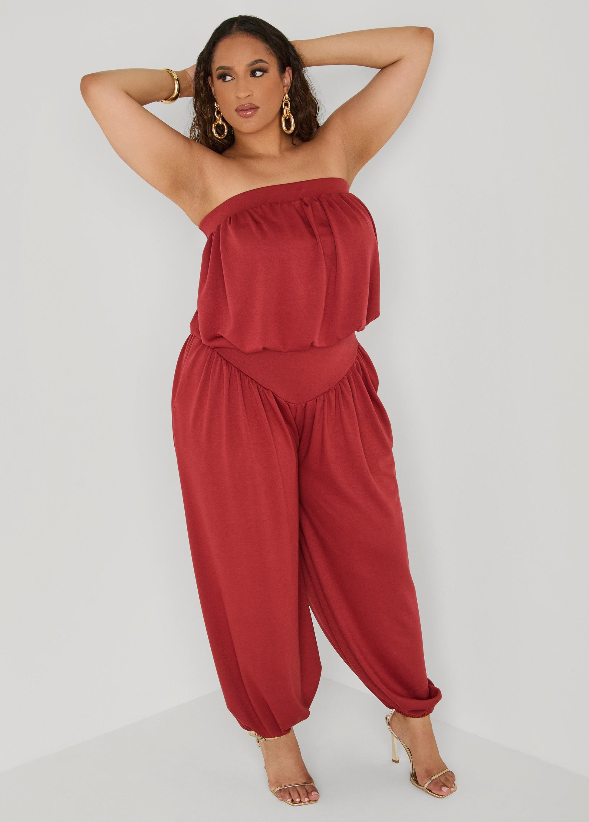 Ashley Stewart High Waist Balloon Pants Rust