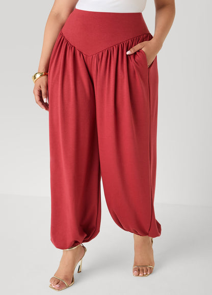 Ashley Stewart High Waist Balloon Pants Rust