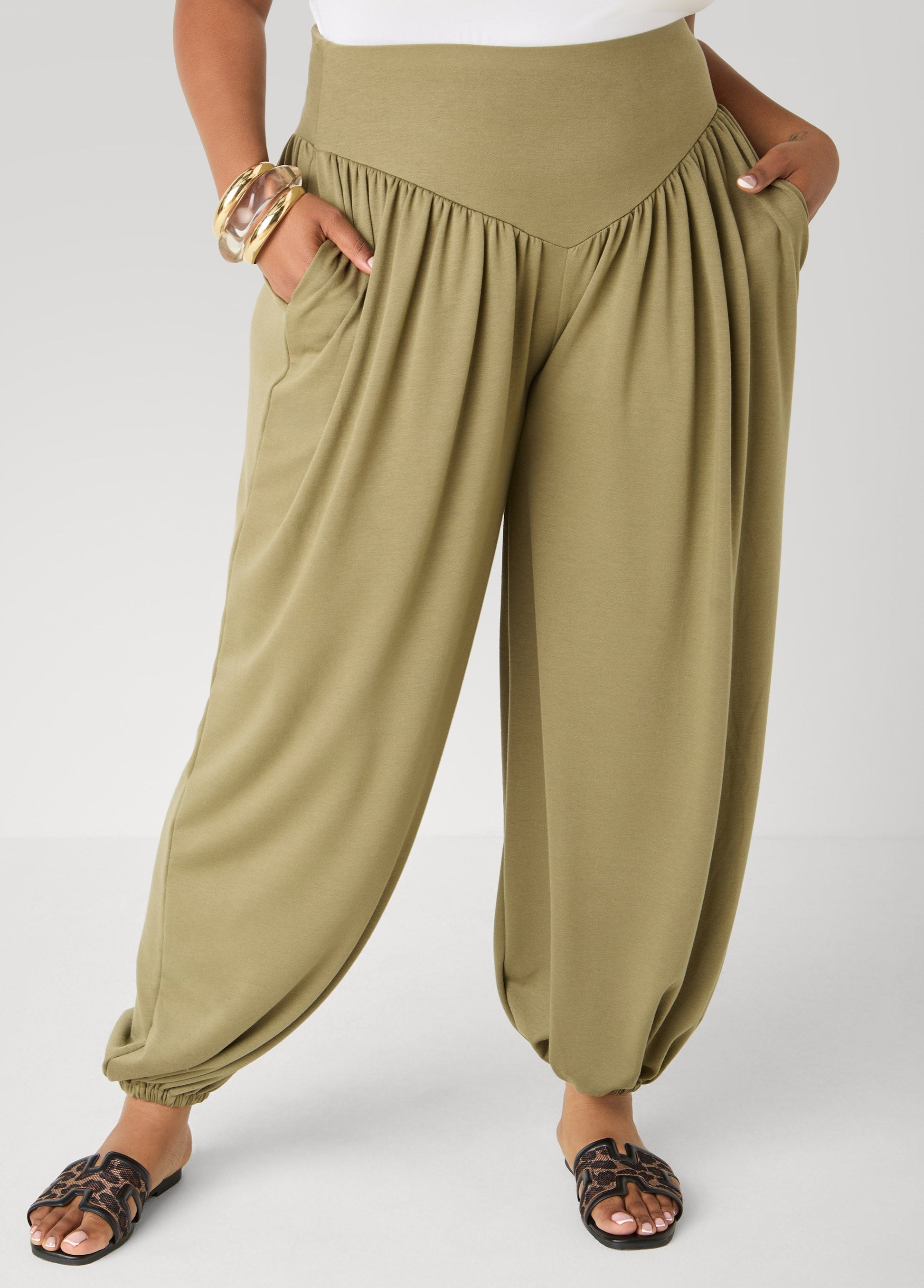 Ashley Stewart High Waist Balloon Pants Rust