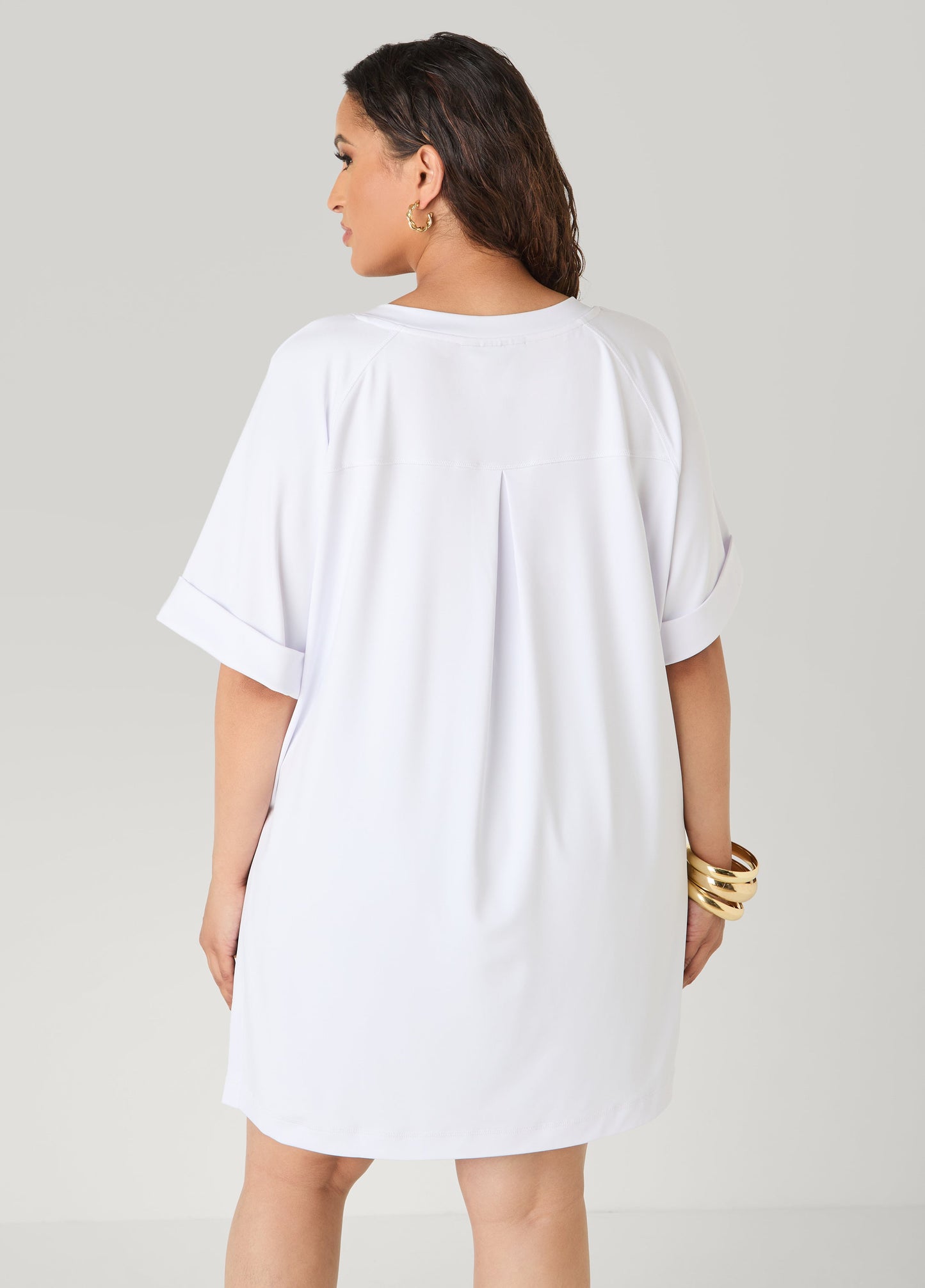 Ashley Stewart Athletic Knit Side Split Top White