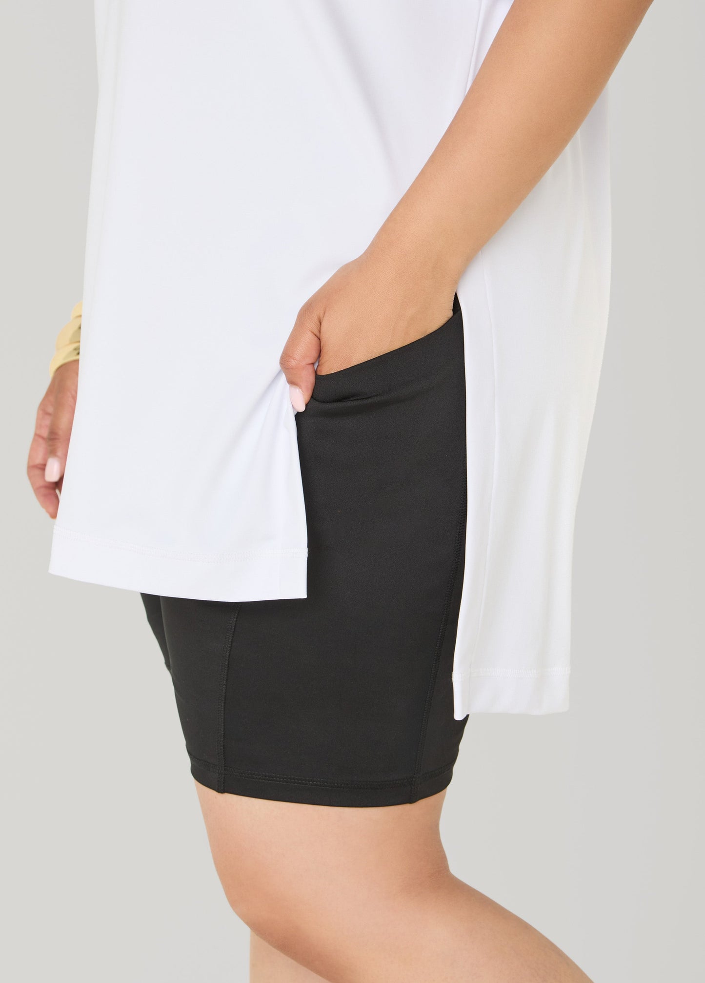 Ashley Stewart Athletic Knit Side Split Top White