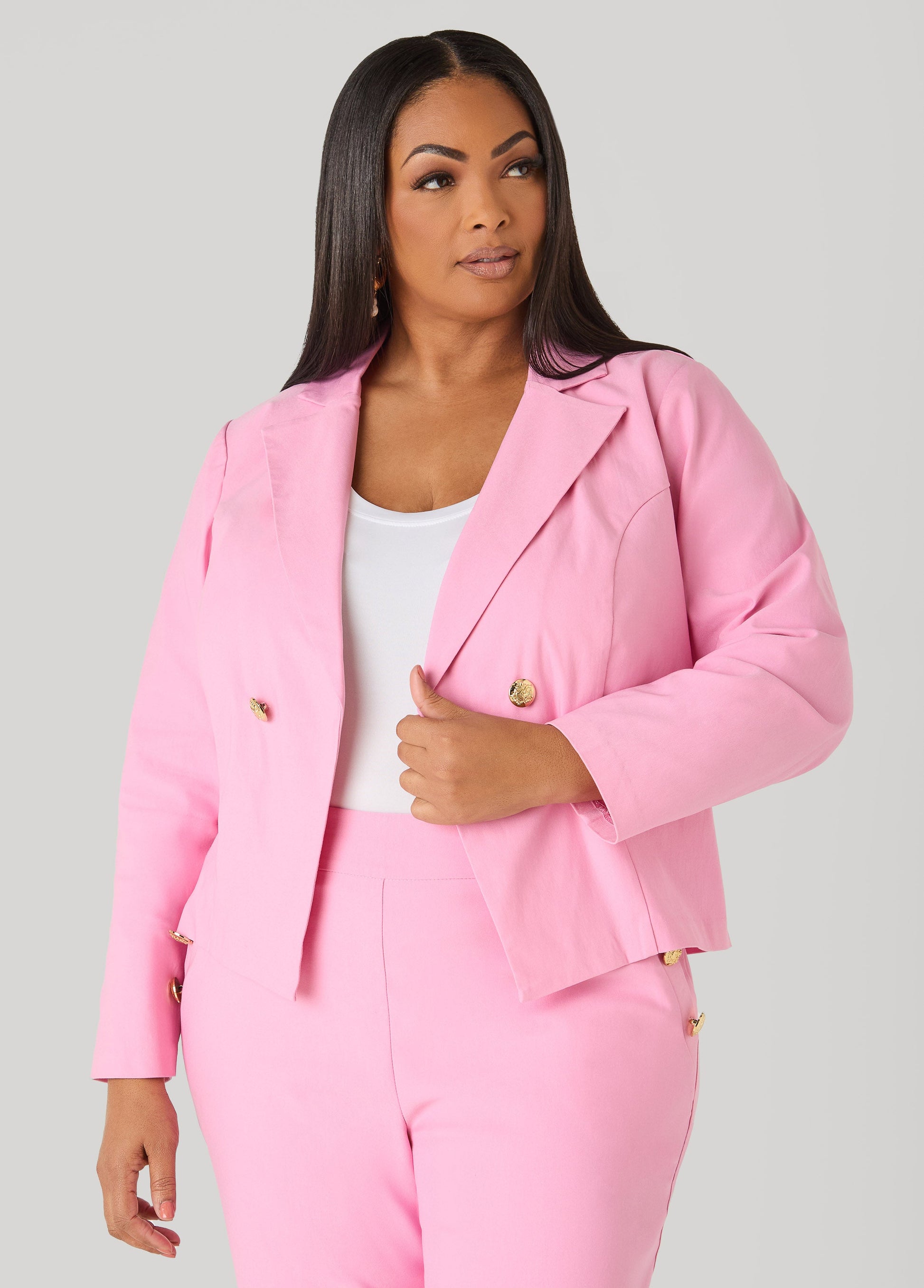 Ashley Stewart Millennium Embellished Jacket Pink