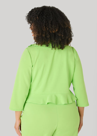 Ashley Stewart Open Front Ruffled Jacket Lime Green