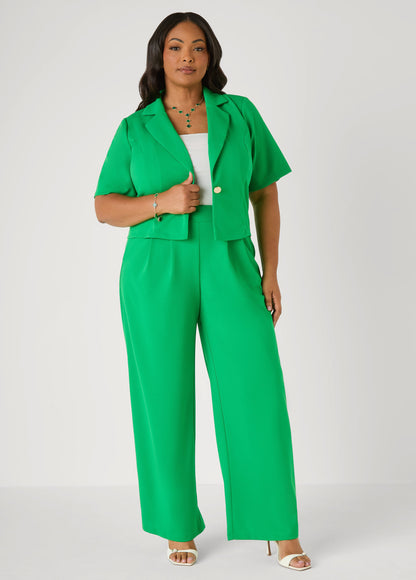 Ashley Stewart Cropped Crepe Blazer Royal Blue
