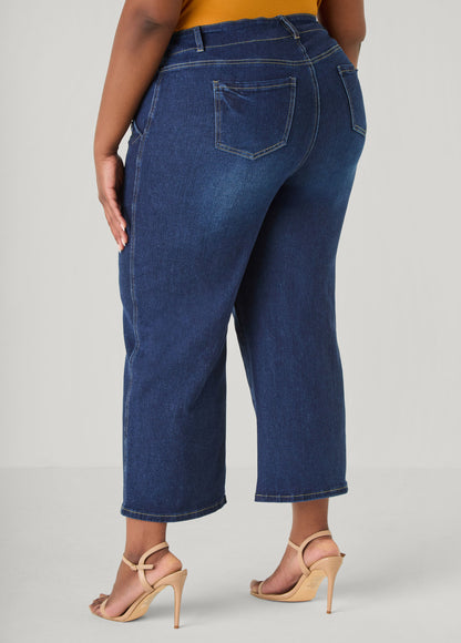Ashley Stewart Denim Sailor Capris Dk Wash