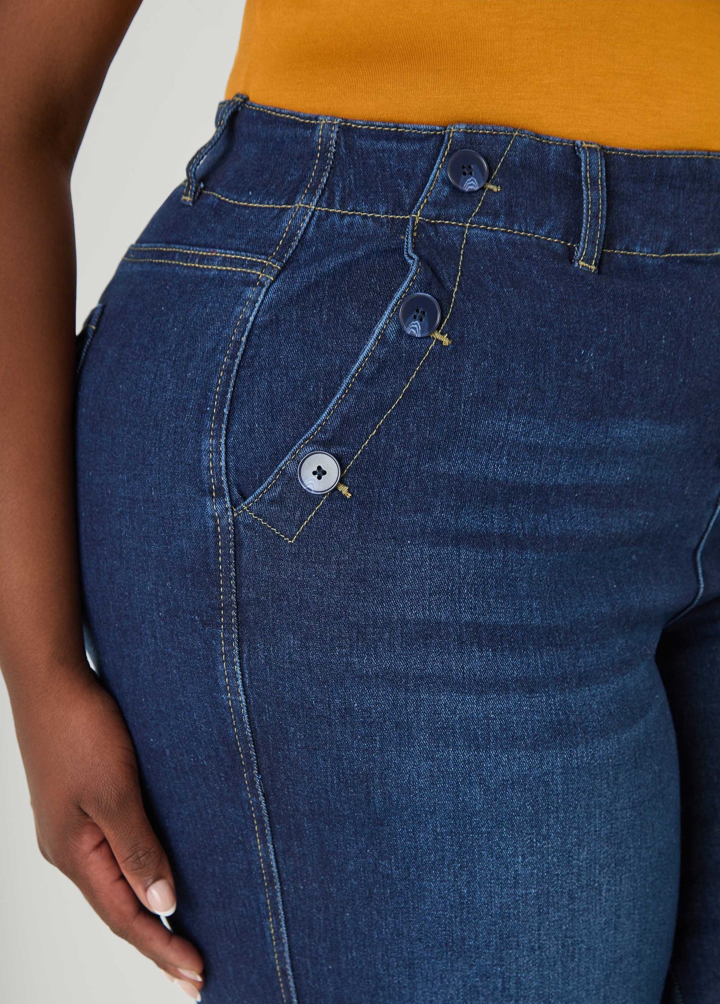 Ashley Stewart Denim Sailor Capris Dk Wash