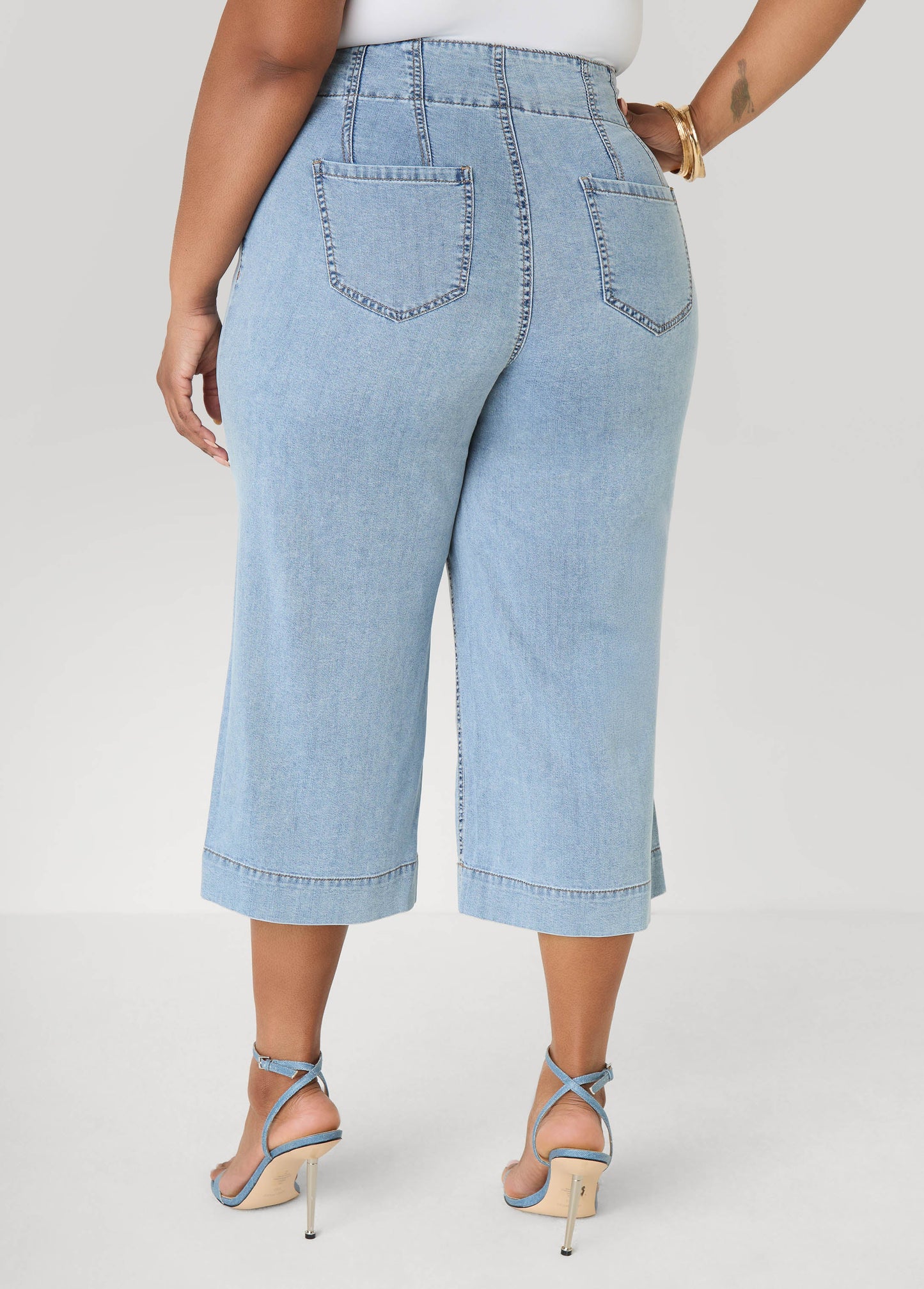 Ashley Stewart Braided Chambray Capris Denim