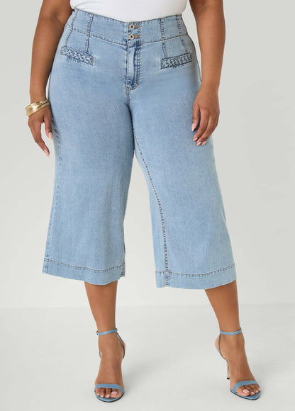 Ashley Stewart Braided Chambray Capris Denim