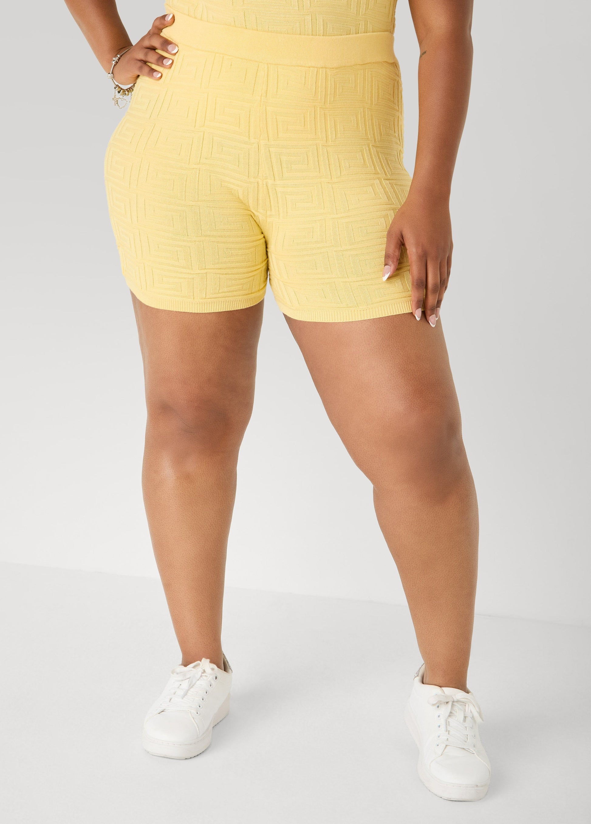 Ashley Stewart Jacquard Shorts White