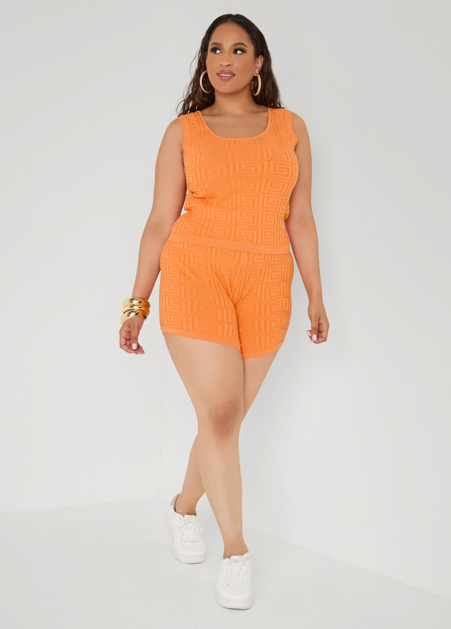 Ashley Stewart Jacquard Shorts White