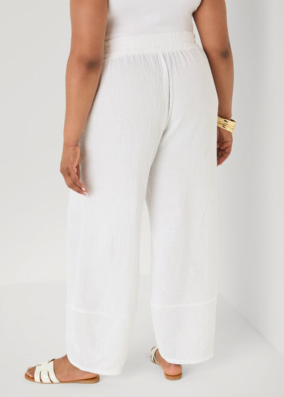 Ashley Stewart Textured Cotton Gauze Pants White