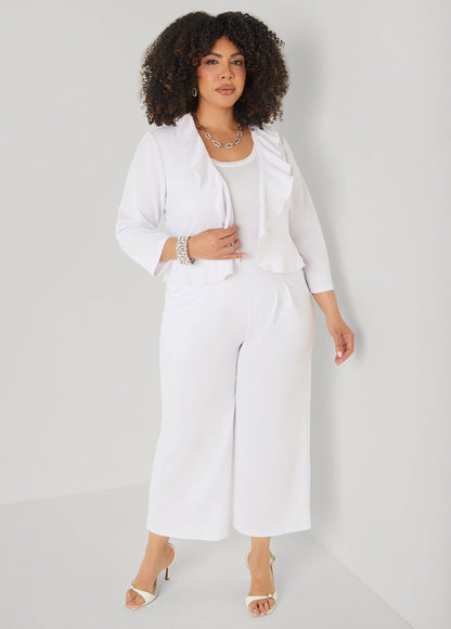 Ashley Stewart Pleated Wide Leg Capris White