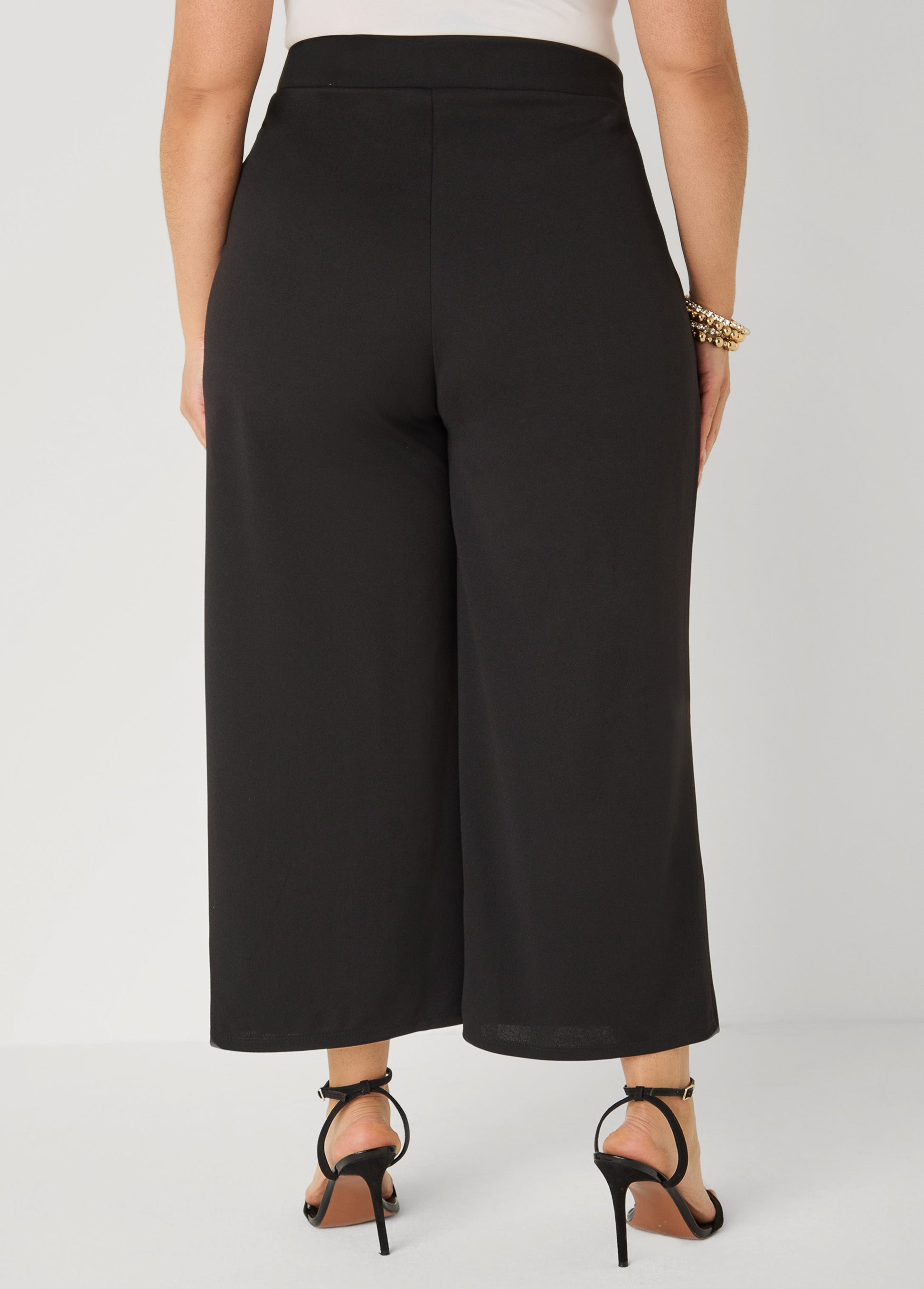 Ashley Stewart Pleated Wide Leg Capris White
