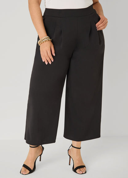 Ashley Stewart Pleated Wide Leg Capris White