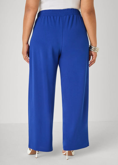 Ashley Stewart Pleated Wide Leg Pants Royal Blue