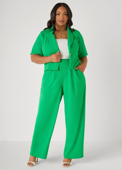 Ashley Stewart Pleated Wide Leg Pants Royal Blue