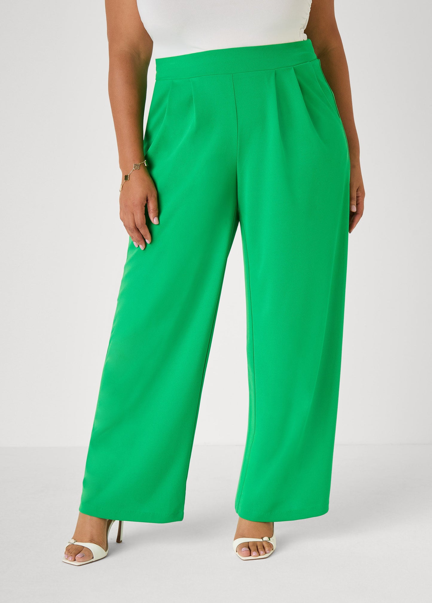 Ashley Stewart Pleated Wide Leg Pants Royal Blue