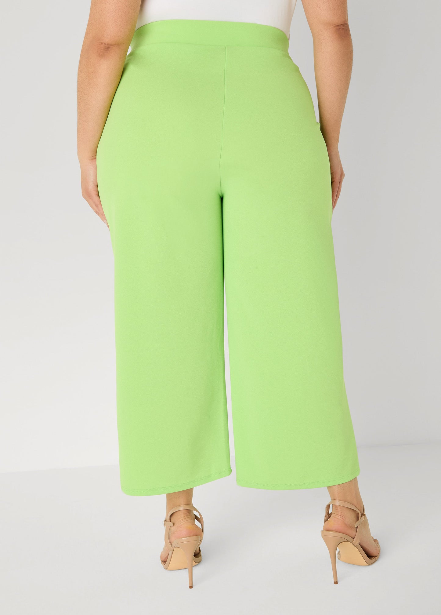 Ashley Stewart Pleat Detailed Wide Leg Capris Lime Green