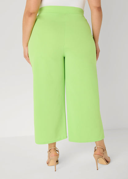 Ashley Stewart Pleat Detailed Wide Leg Capris Lime Green