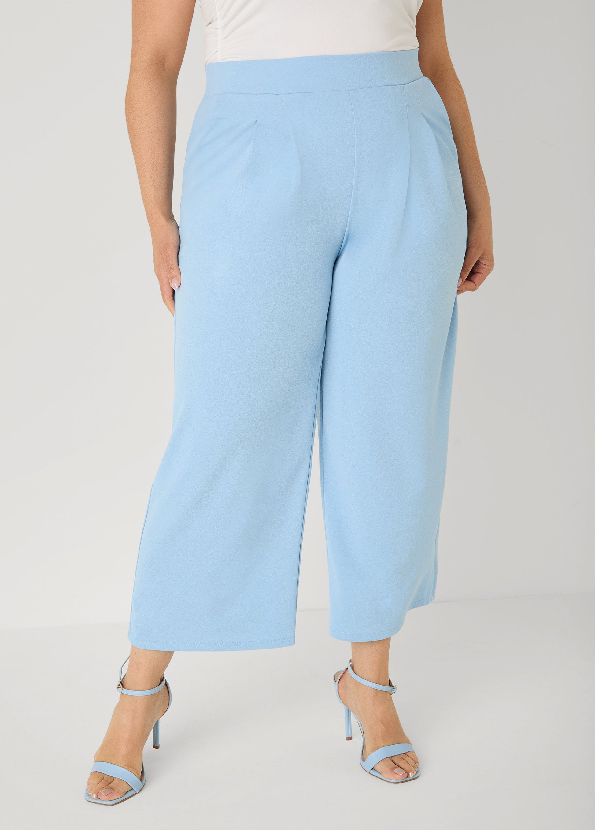 Ashley Stewart Pleat Detailed Wide Leg Capris Lime Green