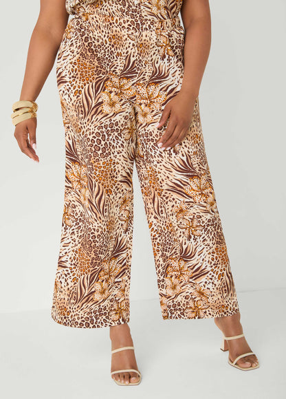 Ashley Stewart Printed Pull On Pants Blue