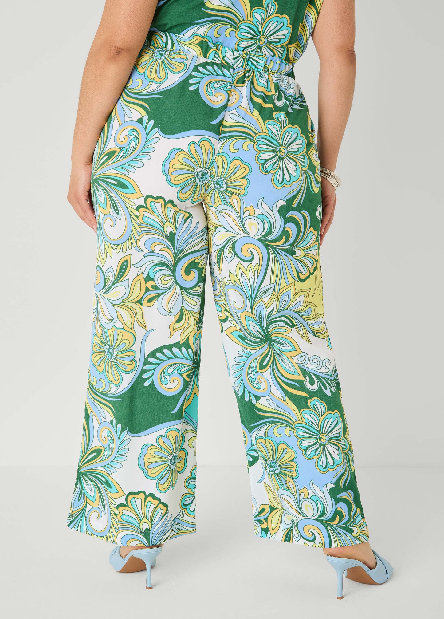 Ashley Stewart Printed Pull On Pants Blue