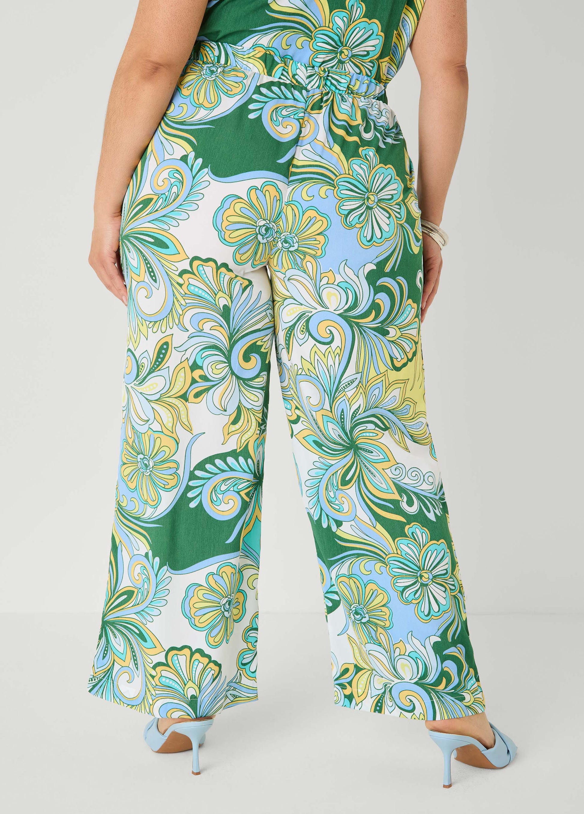 Ashley Stewart Printed Pull On Pants Blue