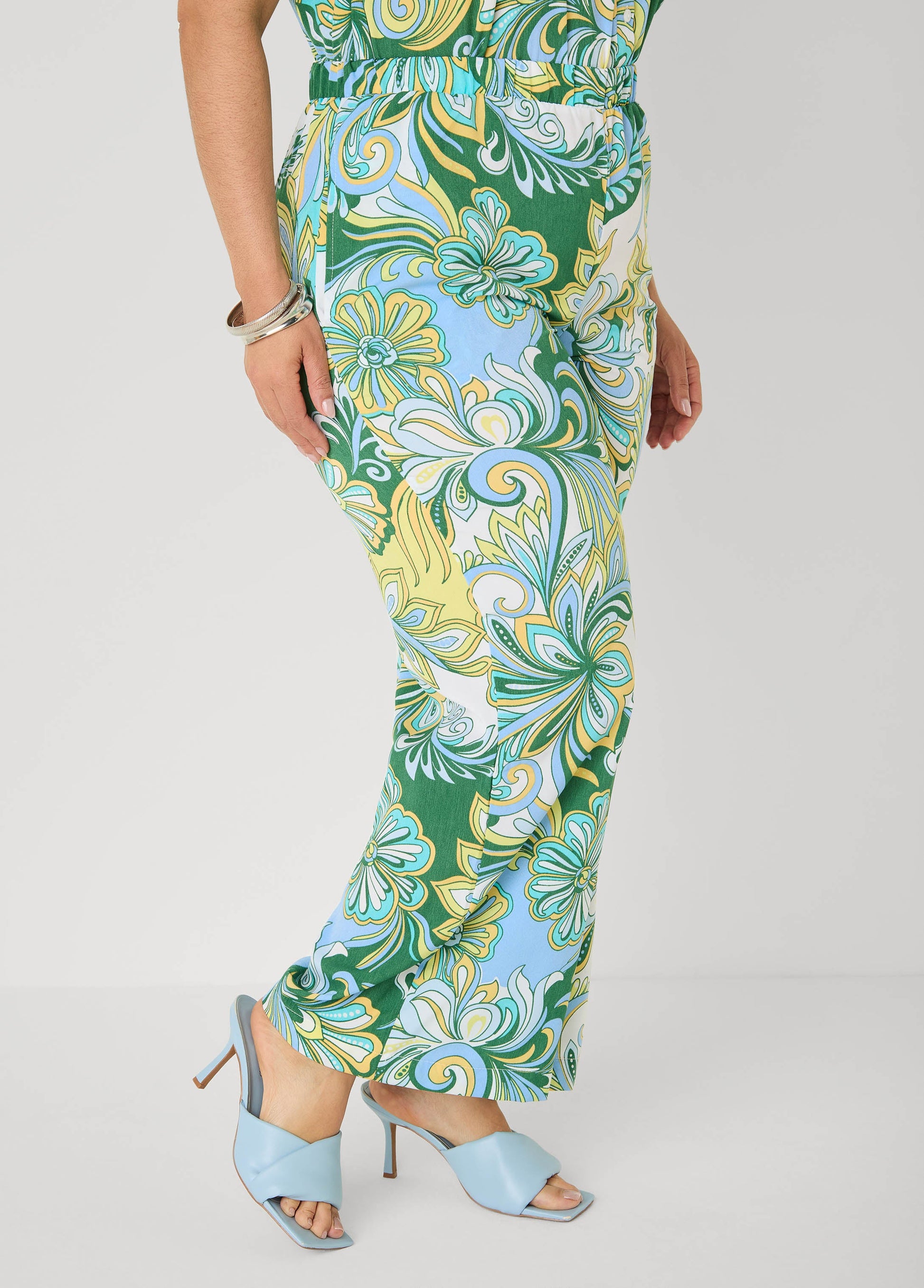 Ashley Stewart Printed Pull On Pants Blue