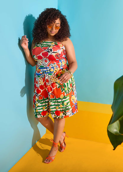 Ashley Stewart Printed Pull On Shorts Multi