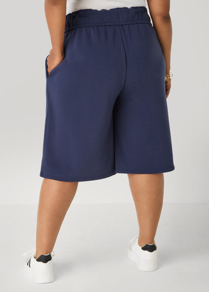 Ashley Stewart Foldover Drawstring Shorts Peacoat