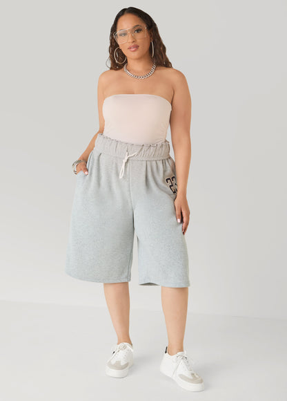Ashley Stewart Foldover Drawstring Shorts Peacoat